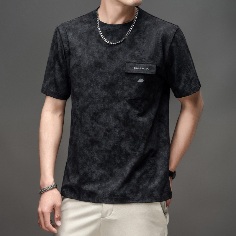 Men's Washed Cotton Short-sleeved Print T-shirt